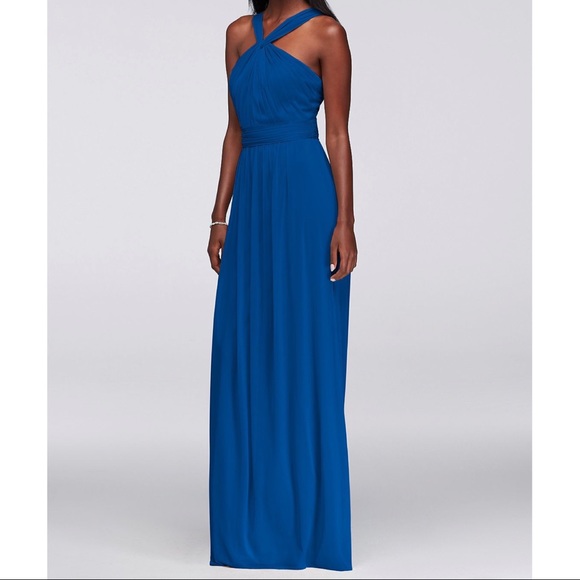 David's Bridal Dresses & Skirts - David’s Bridal Y-Neck Long Mesh Dress in Horizon